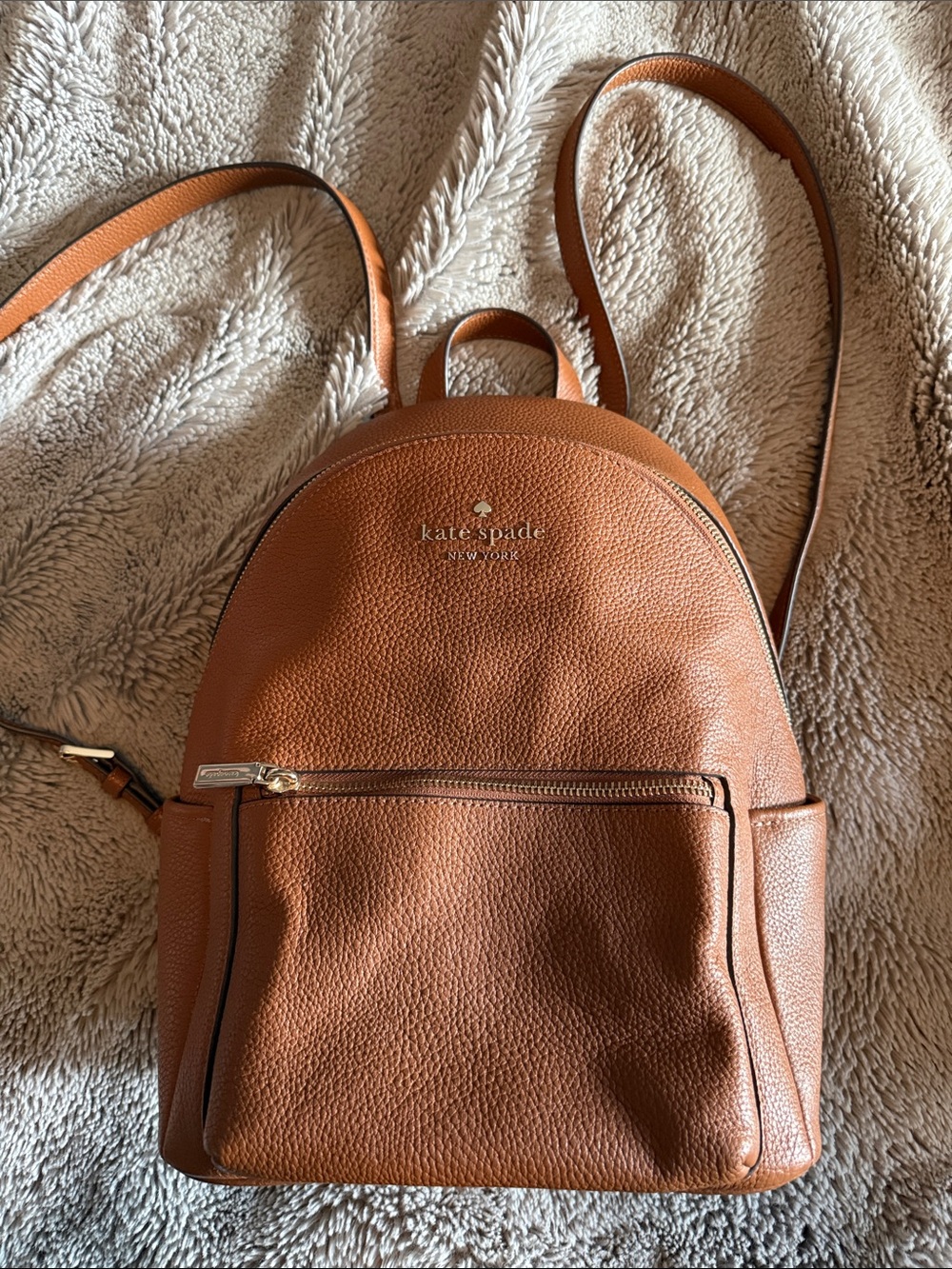 kate spade New York Cognac Pebbled Leather Backpack